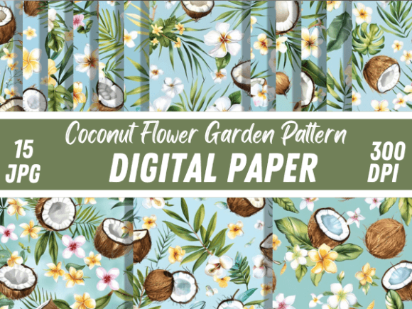Coconut Flower Garden Tropical Patterns