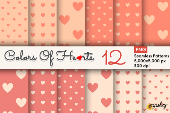 Coral Hearts Patterns Set
