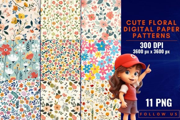 Cute Floral Digital Paper Patterns: A Versatile Tool for Creative Projects