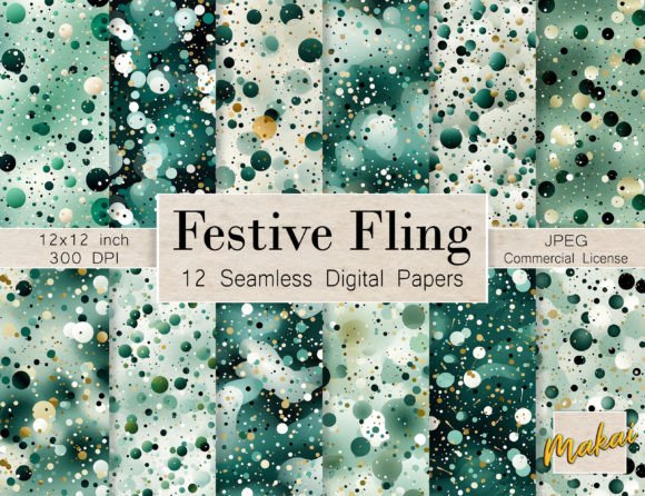 Green Confetti Seamless Patterns: Elevating Design with Festive Elegance