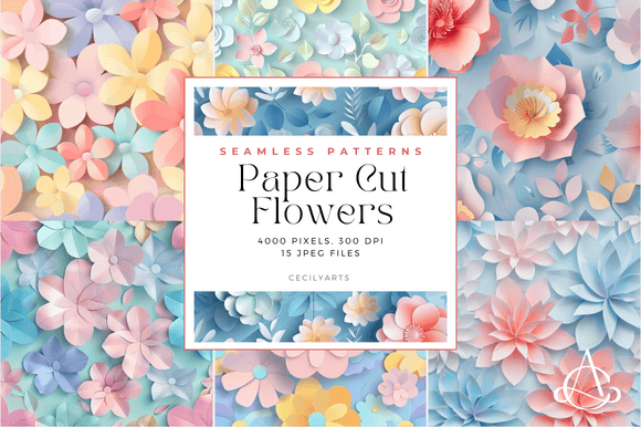Pastel Paper Cut Flowers Patterns