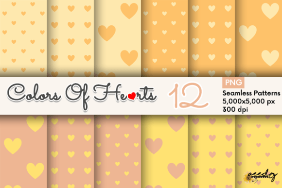 Peach Hearts Patterns Set