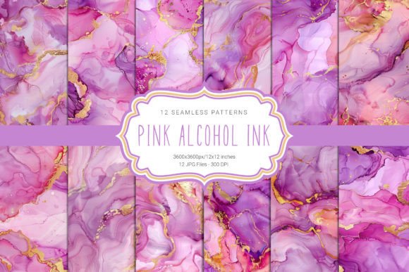Pink Alcohol Ink Seamless Patterns