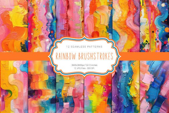 Rainbow Brushstrokes Seamless Patterns