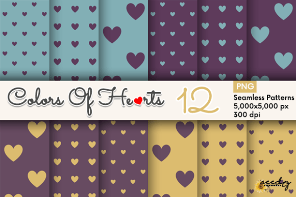 Sea Blue Hearts Patterns Set for Creative Projects