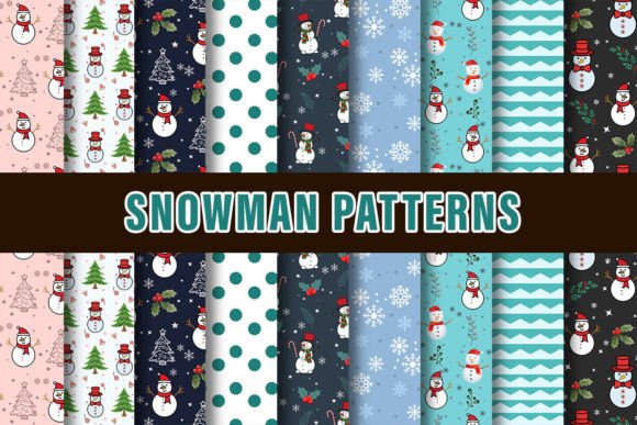 Snowman Cute Digital Papers Patterns for Creative Projects