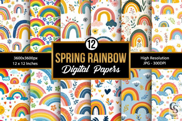 Spring Rainbow Seamless Patterns