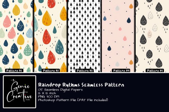 Unlocking Creativity with Raindrop Rhythms Seamless Patterns Set