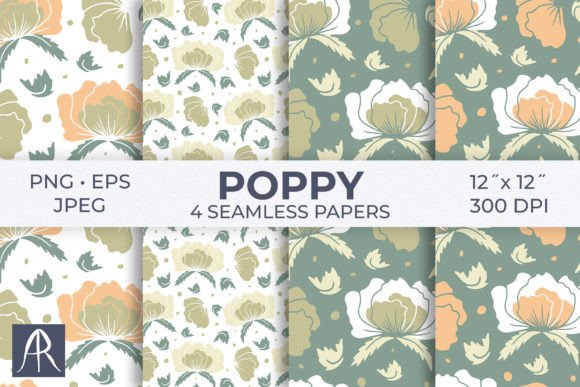 Vintage Abstract Poppy Flower Patterns