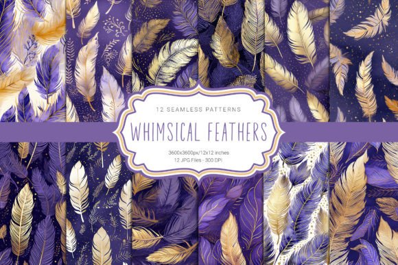 Whimsical Feathers Seamless Patterns