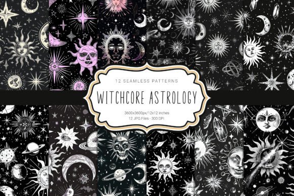 Witchcore Astrology Seamless Patterns: A Fusion of Mysticism and Design