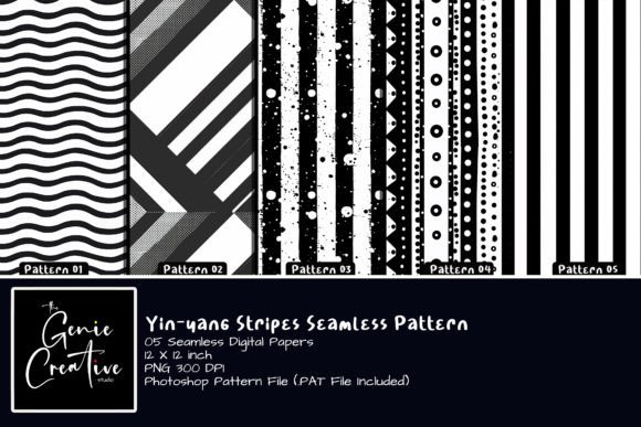 Yin-Yang Stripes Seamless Patterns Set